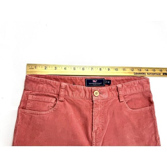Girls Vineyard Vines Salmon Pink Straight Leg Corduroy Pants sz 12 EUC - Picture 6 of 7
